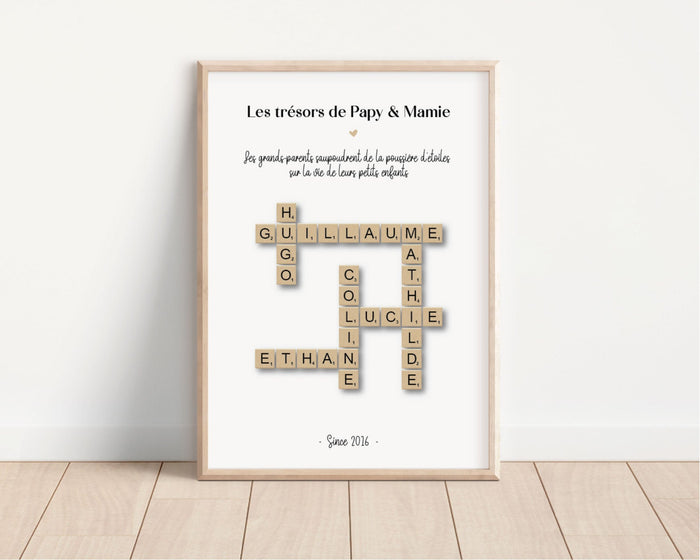affiche prénoms famille scrabble