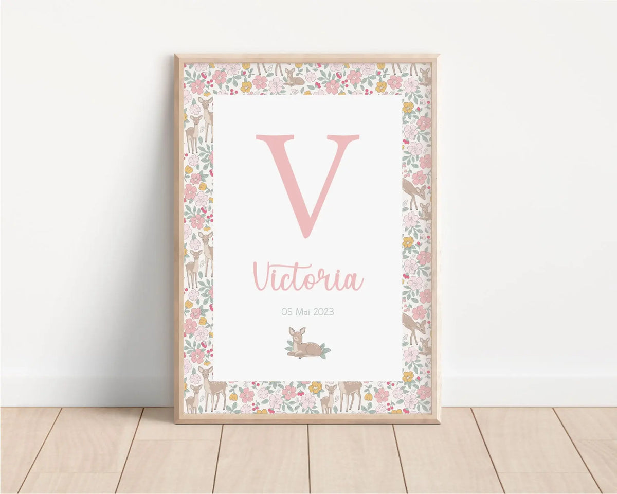 affiche de naissance personnalisée pour fille
