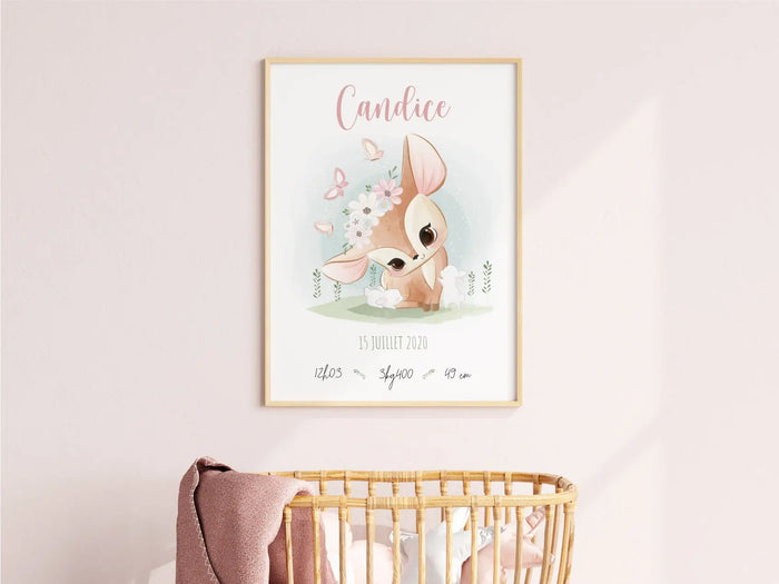 affiche de naissance personnalisée pour fille