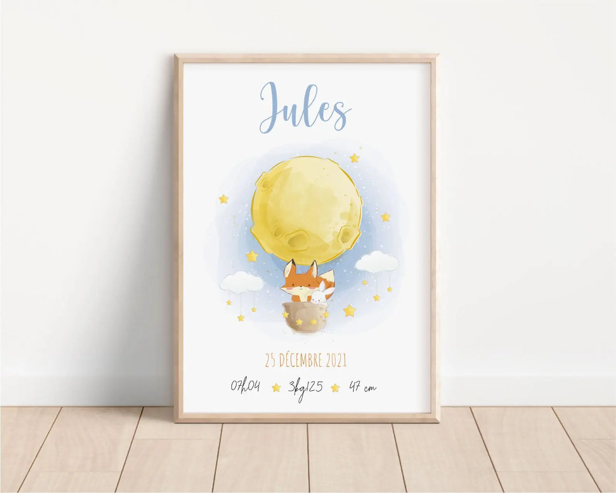 affiche de naissance personnalisée pour garçon