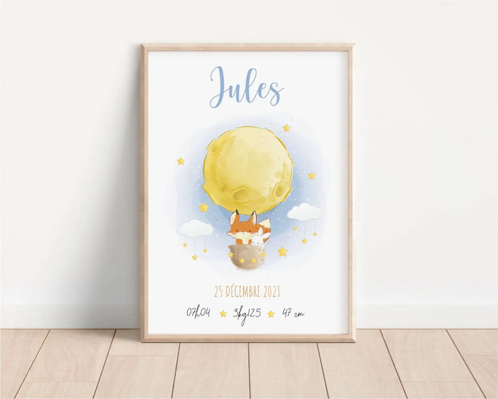 affiche de naissance personnalisée pour garçon