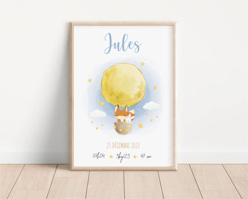 affiche de naissance personnalisée pour garçon