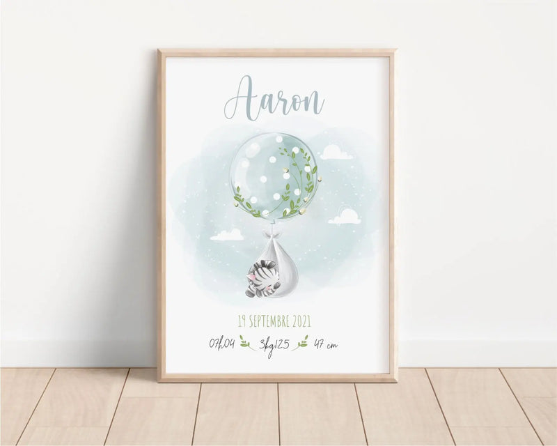 affiche de naissance personnalisée pour garçon