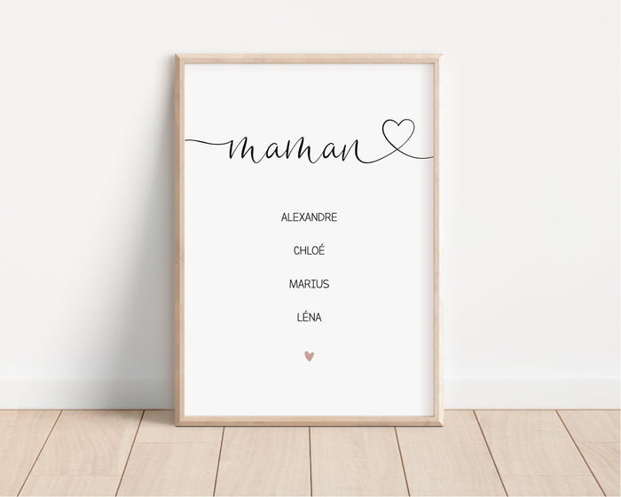 affiche prénoms enfants maman