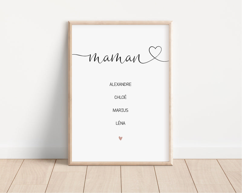 affiche prénoms enfants maman