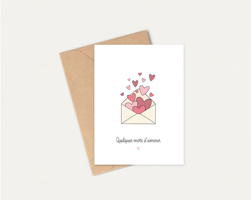 Carte amour "Mots d'amour" - Précieuse Papeterie