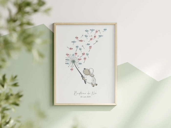 arbre à empreintes pour baby shower ou baptême Précieuse Papeterie