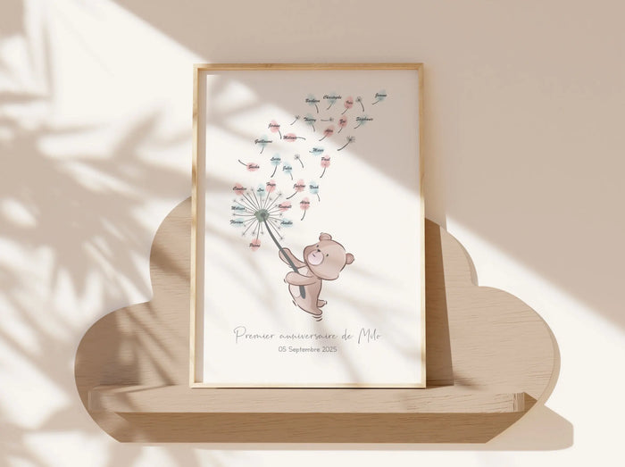 arbre à empreintes pour baby shower ou baptême Précieuse Papeterie