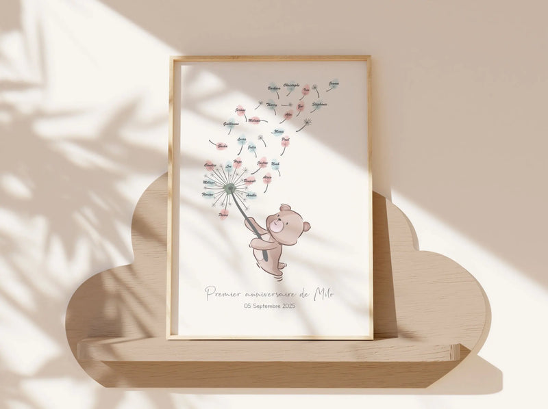 arbre à empreintes pour baby shower ou baptême Précieuse Papeterie